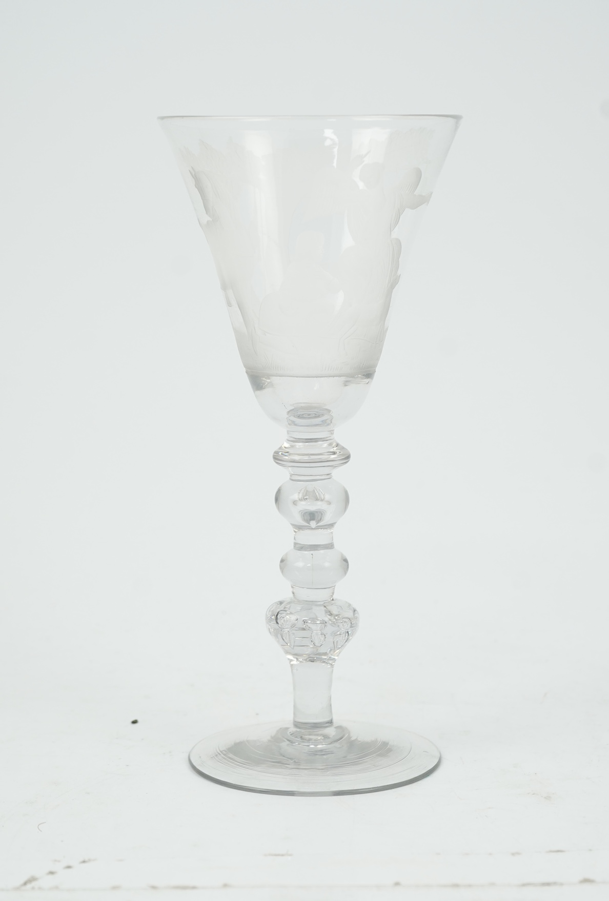 A Dutch engraved goblet in the manner of Christoffel Schroeder, c.1740-60